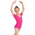 thumbnail image 3 of AHTJRT Short Sleeve Leotards for Girls Gymnastics Unitards Summer Leotard Bodysuit Kids Dance Ballet Outfits Hot Pink 3-4 Years, 3 of 8