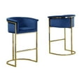 thumbnail image 3 of Navy Blue Velvet Counterheight Chair (Single) with Gold Metal Chrome Base, 3 of 3
