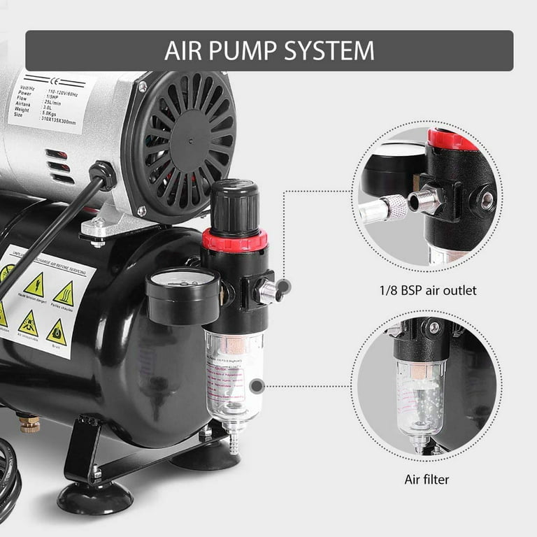 Dropship Voilamart 1/5HP Airbrush Compressor Kit Air Brush Spray Paint  Tattoo Stencils to Sell Online at a Lower Price