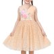 thumbnail image 1 of Vestido de Niña Beige con Lunares, Bordado Floral, Perlas, Cuello en V, sin Mangas, 7 Años, 1 of 9