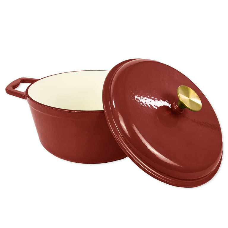  Enameled Cast Iron Dutch Oven, 4 Quart Enamel Dutch Oven Cast  Iron Pot With Lid, Suitable For Variety Stovetops,Coral Red: Home & Kitchen
