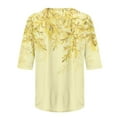thumbnail image 5 of Sakmal Yellow Month Top Deal Elbow-Length Flower Crew Neck Graphic T-Shirts Womens Shirts Under $5, 5 of 5