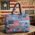 thumbnail image 4 of 250th Anniversary Usa Women's Patriotic American Flag Quilted Tote Bags Casual Mid Capacity Top-handle Shoulder Purses Travel Bags for Women Daily Use, 4 of 5
