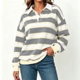 thumbnail image 3 of AHTJRT Y2k Women Striped Rugby Shirt Long Sleeve Collared Oversized Sweatshirt Vintage Jersey Streetwear Top Casual Loose Outdoor Sports Golf Pullover, 3 of 8