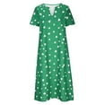 thumbnail image 5 of pstuiky Dresses for Women, Plus Size Dresses Short Sleeved V-Neck Ankle-Length Dress Mid-Calf Dress with Pocket Summer Dresses for Women Green m, 5 of 6