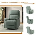 thumbnail image 3 of Genuine Leather Swivel Recliner, Manual Glider Rocker Recliner Chair with Adjustable Backrest Footrest for Living Room Bedroom Sage, 3 of 10