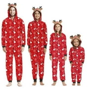 BrilliantMe Christmas Matching Family Jumpsuits One-Piece Pajamas Hooded Zipper Romper Onesise Sleepwear Nightwear Adult Women Mom XL