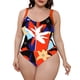 thumbnail image 1 of Gibobby Traje de baño sexy de una pieza Nuevo traje de baño de talla grande colorido con estampado de leopardo ondulado de flores al para mujer(Rojo,XL), 1 of 5