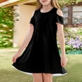thumbnail image 3 of XADYUY Girls Summer Dress Size 7-8 Casual A-Line Sleeveless T-Shirt Dress for School Polka Dot Crew Neck Swing Loose kids sundresses girls 4-16,Black 7-8 Years, 3 of 6