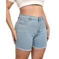 thumbnail image 2 of Gocolloa Women Plus Size Jean Shorts Stretchy High Waisted Frayed Raw Hem Denim Shorts Light Blue 22W, 2 of 6