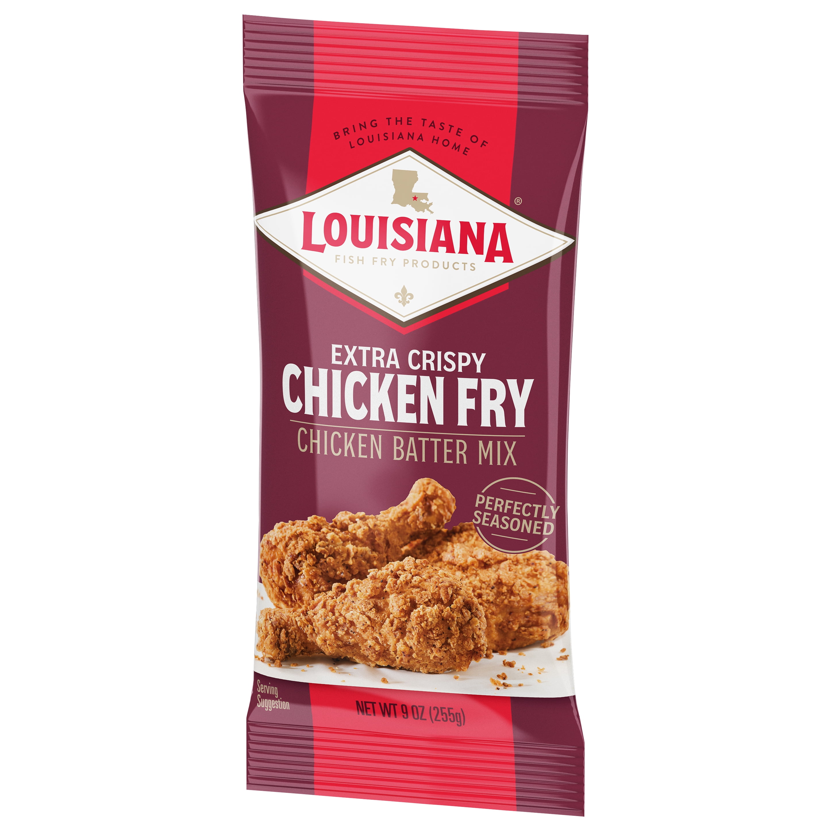 (12 pack) Louisiana Fish Fry Products Extra Crispy Chicken Fry Seasoned Batter and Coating Mix, 9 oz Bag