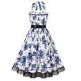 thumbnail image 3 of Birdeem Robes pour Femmes Robe Rétro Imprimée Patchwork Sans Manches Col en V, 3 of 11