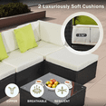 thumbnail image 4 of 5 Pieces Patio Sectional Set PE Rattan Outdoor All-Weather Wicker Conversation Set with Table, Beige, 4 of 6