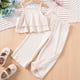 thumbnail image 2 of Odeerbi 1-13 Años Conjunto de Verano Para Niñas Camisola Con Volantes de Algodón Pantalones de Pata Ancha Conjunto de Dos Piezas Camiseta de Rayas Onduladas Pantalones Sueltos Conjunto, 2 of 7
