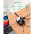 thumbnail image 3 of Extension Cord 15FT - 8 Outlets Power Strip Surge Protector with  Ports, Heavy-Duty Braided Extension Cord, Flat Plug, 15A Circuit Breaker,  Station Overload Protection, 3 of 7