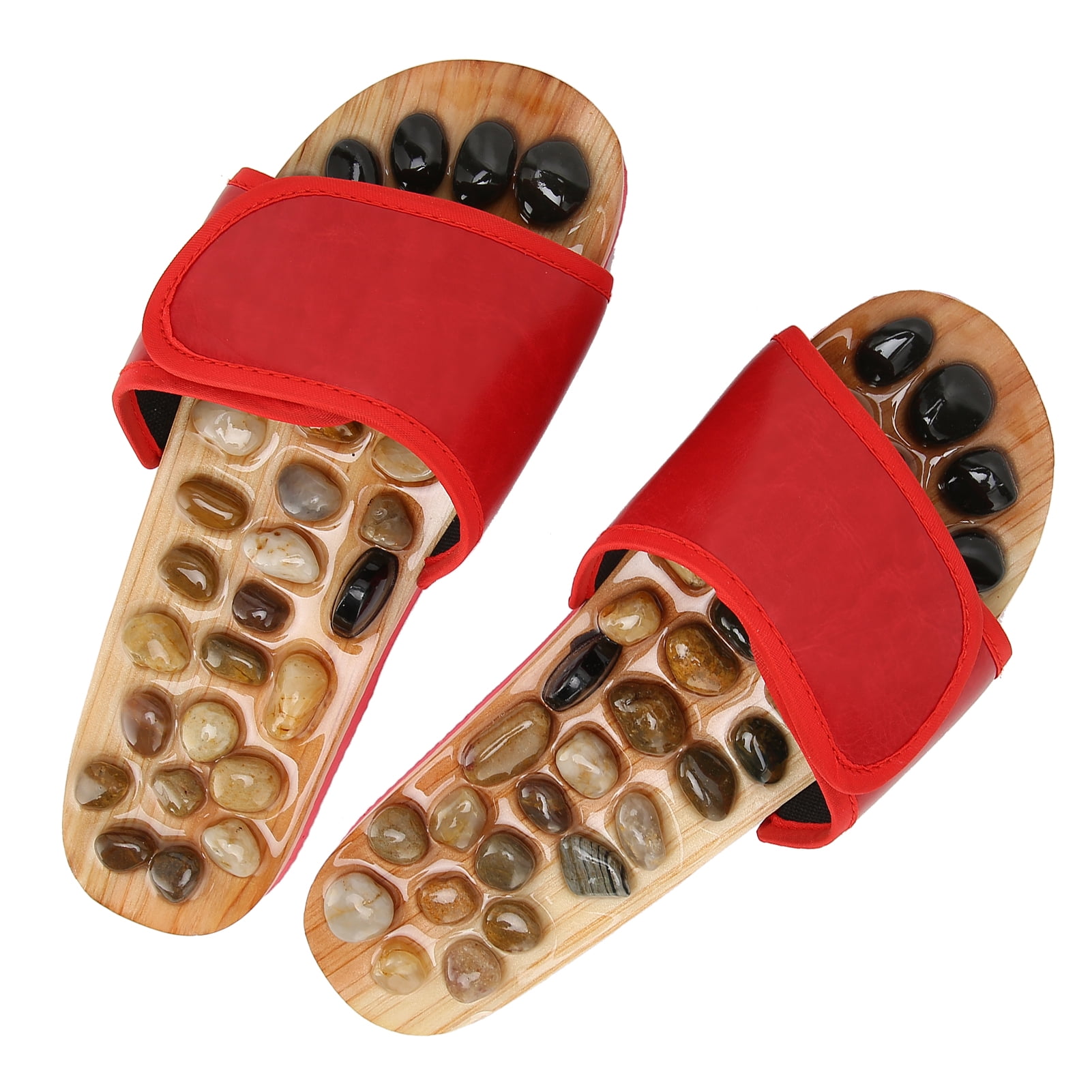 BOKYAN Acupressure Foot Massager Sandals Reflexology Therapy Slippers Red Size 37-38 (10.24 in / 26 cm) for Muscle Tension Relief