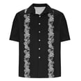 thumbnail image 6 of SGFCWSX Men's Guayabera Short Sleeve Button Up Shirt Printed Cuban Collar Casual Shirt for Tropical Beach Vacation Black Size 3XL, 6 of 6