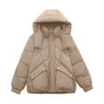 thumbnail image 5 of ZHOGXU Women's Hooded Coat With Pocket Long Sleeve Solid Color Zipper Thickened Warm Comfortable Fashion Jacket For Casual Daily Wear Khaki S, 5 of 5