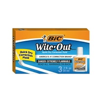 Bic Wite-Out Quick Dry Correction Fluid, 20ml Bottle, White, 3-Count