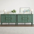 thumbnail image 3 of CozyHome Green Storage Cabinet, Mid-Century Buffet Cabinet with 2 Doors & 3 Drawers, Accent Sideboard Cabinet with Adjustable Shelves & Turned Legs, Great for Entryway, Living Room, Dining Room, 3 of 9