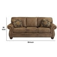 thumbnail image 5 of Benjara Nailhead Trim Leatherette Queen Size Sofa Sleeper, Brown, 5 of 5