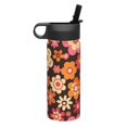 thumbnail image 2 of 18oz Thermal Space Pot With Straw Stainless Steel Thermos Cup Double Insulation For Outdoor Sports Commuting Camping Retro Groovy Flowers Pattern (10), 2 of 8