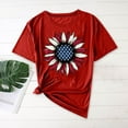 thumbnail image 4 of Htigea Independence Day T Shirt for Women Sunflower Graphic Crewneck Short Sleeve Shirts 4th of July Patriotic Tees Casual Loose Fit Summer Tops Red,XL, 4 of 9