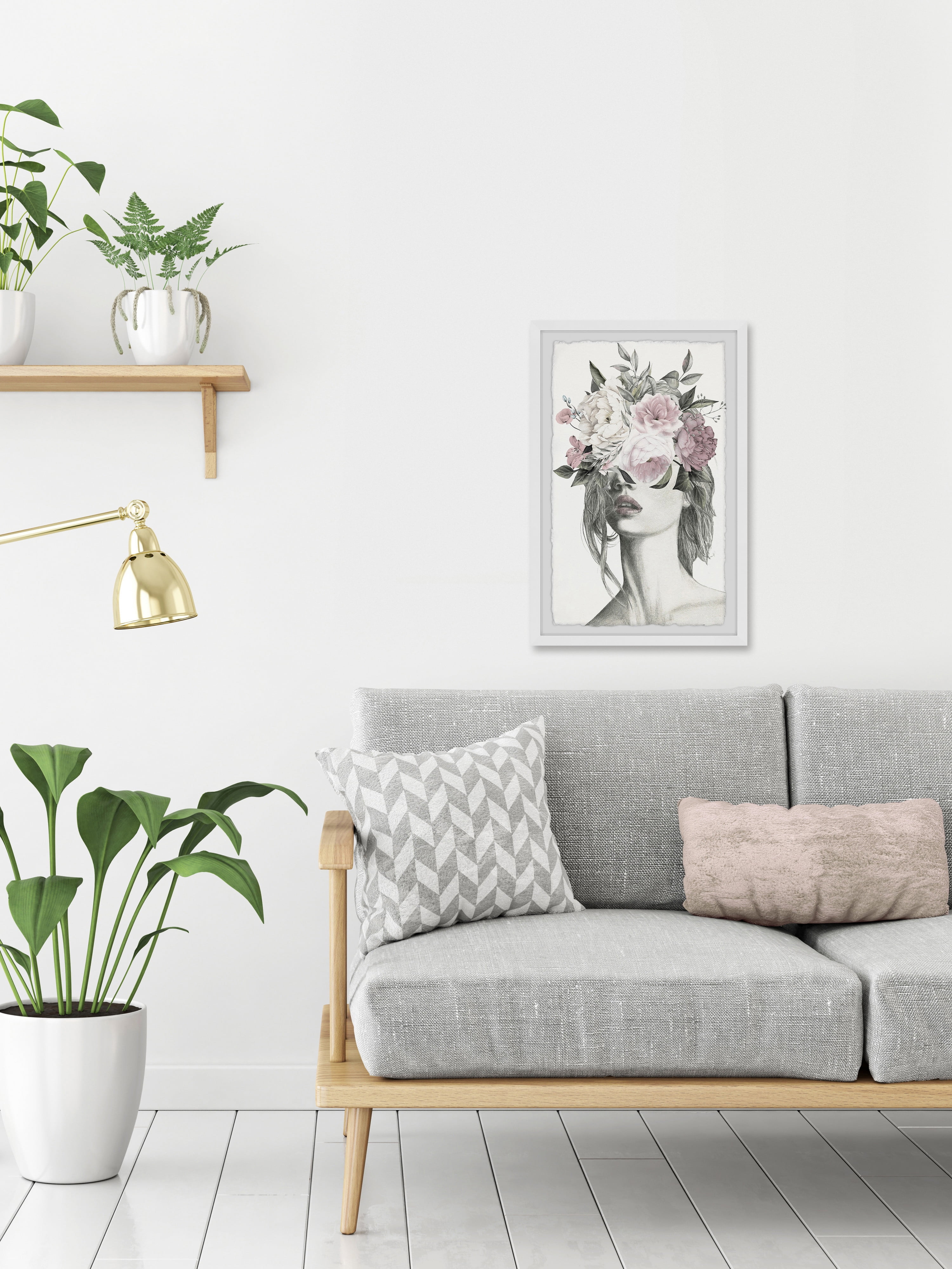 Marmont Hill Smokey Flower Crown Framed Wall Art