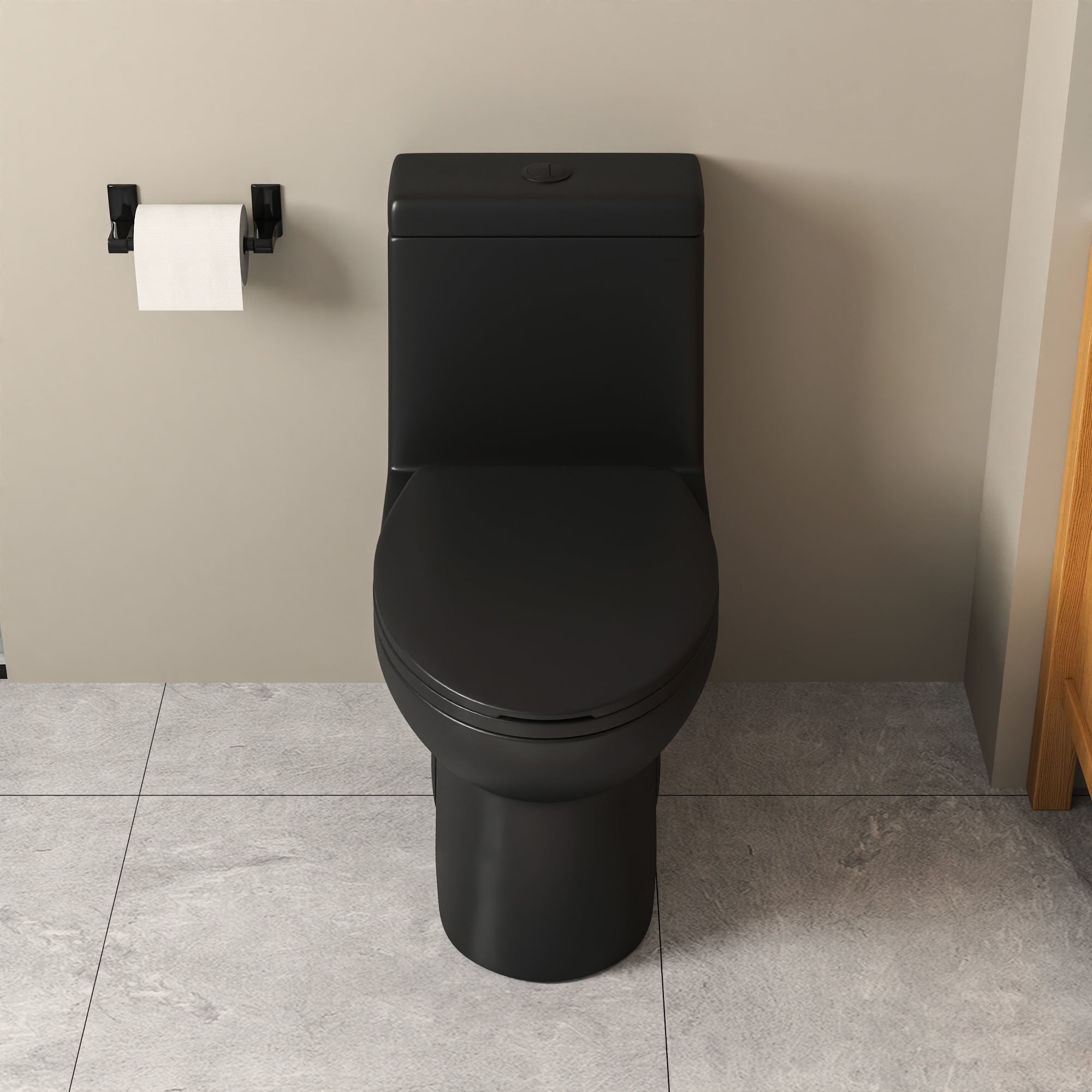 Ally 1-Piece 0.8/1.28 GPF Dual Flush Elongated ADA Comfort Height Toilet in Black Seat Included
