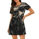 thumbnail image 1 of Easygdp Vintage Dog Illustration Camisón de manga corta para mujer, informal, estampado, 1 of 6