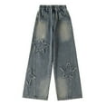 thumbnail image 3 of BULLPIANO Girls Jeans Elastic Wasit Wide Leg Pants Kids Jeans Hem Denim Pants 6-16 Years, 3 of 8