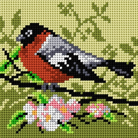 UPC: 5908228973371 | Needlepoint canvas for halfstitch without yarn On a Branch of Apple Tree 2049D – Printed Tapestry Canvas