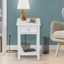 East West Furniture Denison 24" Wood Nightstand with 1 Drawer in White