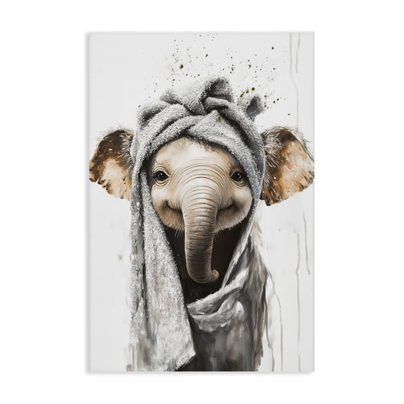 Stupell Industries Squeaky Clean Elephant Canvas Wall Art, design by Tina LeCour