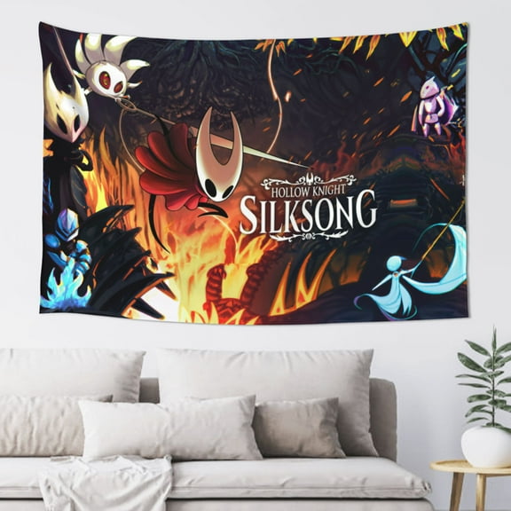 Hollow Game Knight Silksong Tapestry Banner 60 X 40 inch Decor Art Tablecloth Wall Hanging Mural for Bedroom Dorm