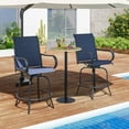 thumbnail image 2 of Gymax Outdoor Swivel Bar Stool Set of 2 w/Breathable Fabric and Heavy Duty Metal Frame Navy, 2 of 9
