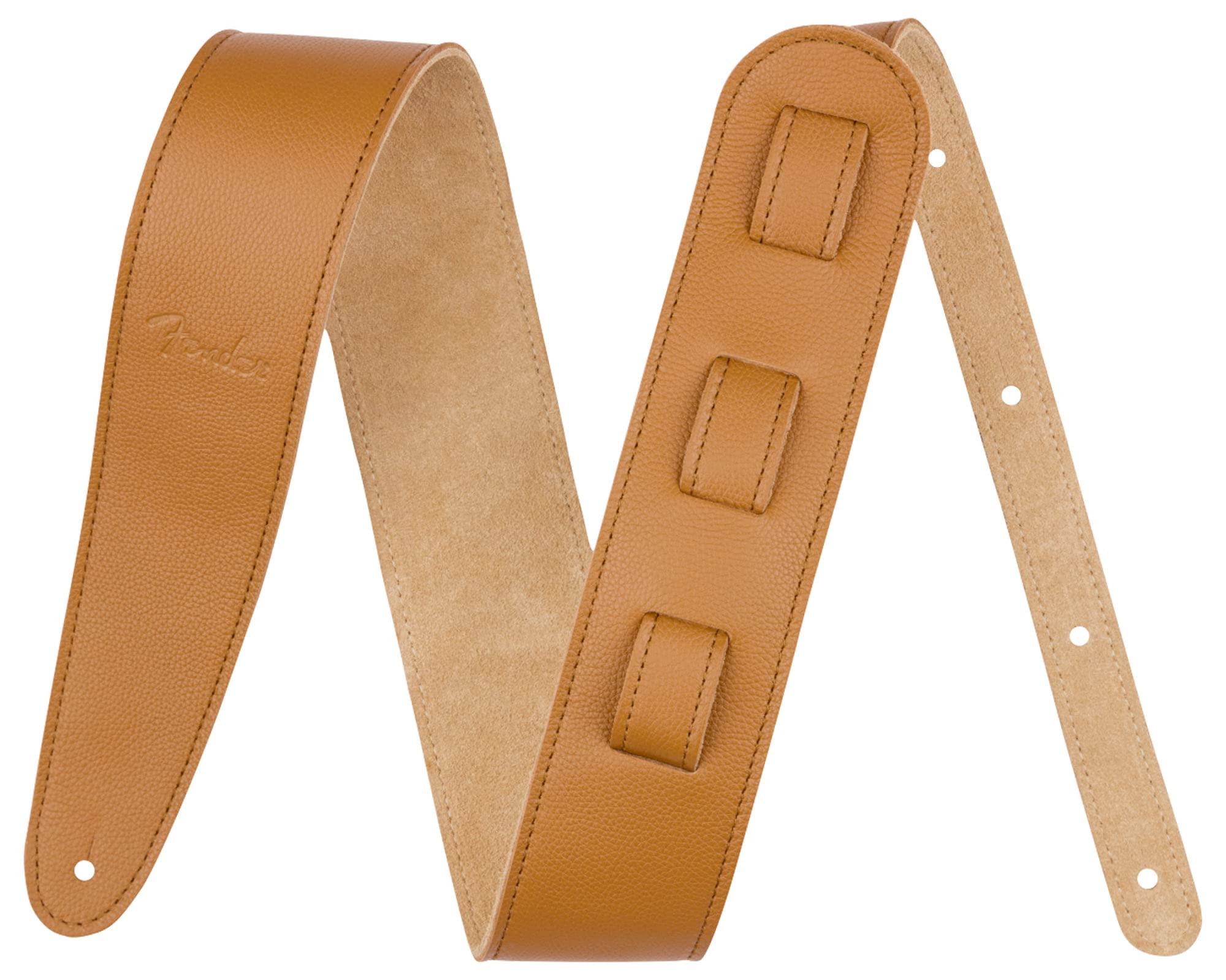 Fender Top-Grain Leather Guitar Strap - Laurel Tan w/ Red Strap Blocks