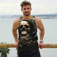 thumbnail image 6 of Lsque Gold Rose Skull Pattern Mens Tank Tops Muscle Athletic Quick Dry Sleeveless Workout Fitness T Shirts Beach Tank Top, Loose-fit Sleeveless Shirt for Men-, 6 of 7