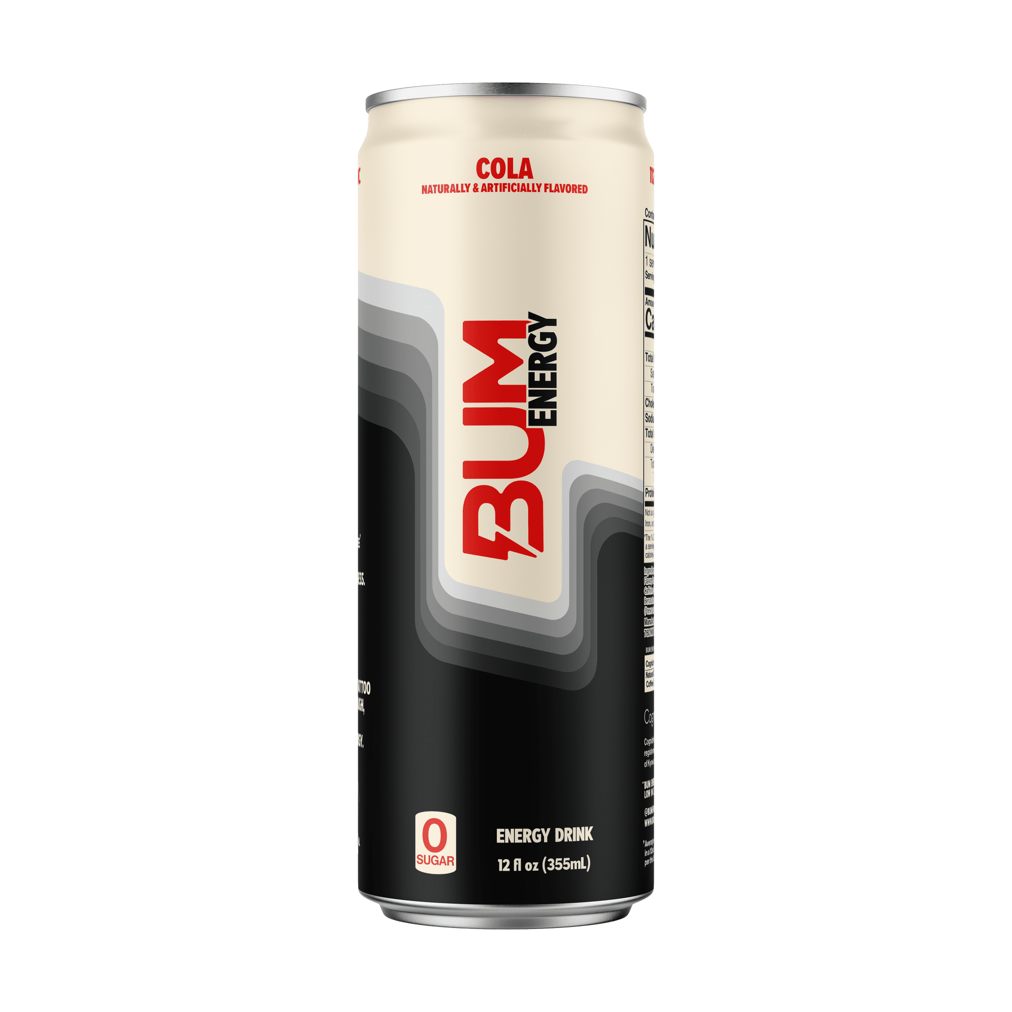 BUM Energy Cola Energy Drink, Zero Sugar, 112mg Natural Caffeine, Crash Free Focus, 12 fl oz Can