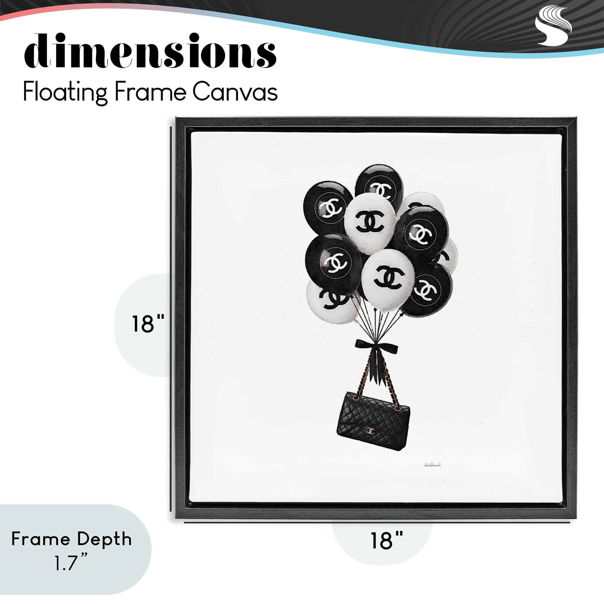 Stupell Industries Chic Balloons & Purse Black Framed Floater Canvas Wall Art, design by Amanda Greenwood