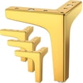 thumbnail image 1 of Juego de 4 patas para muebles doradas, carga de hasta 800 kg, patas de 10 cm con 20 tornillos y 4 protectores, patas de mesa de metal modernas en forma de triángulo, patas de mueble con pasador para a, 1 of 5