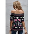 thumbnail image 2 of ABPHQTO Top recto floral negro de mujer, 2 of 5