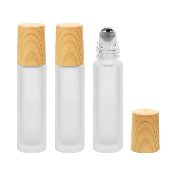 Set of 3 Refillable 10ml Glass Roll-On Bottles for Essential Oils, Aromatherapy, Perfume, and Travel Use
