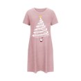 thumbnail image 2 of Chemises de Nuit Grande Taille pour Femmes, Noël, Manches Courtes, Robe de Nuit, Col Rond, Rose, G, 2 of 5