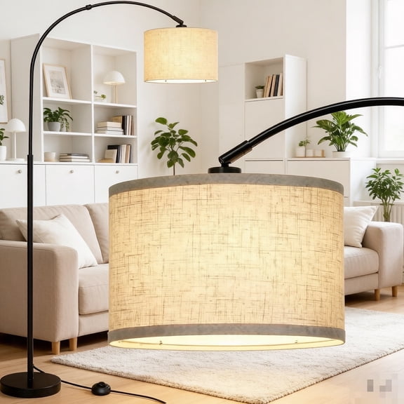 Lumadin Arc Floor Lamps for Living Room Lighting, Modern Arched Lamp with Foot Switch, Adjustable Hanging Shade, Tall Pole Lamp for Bedroom, Office