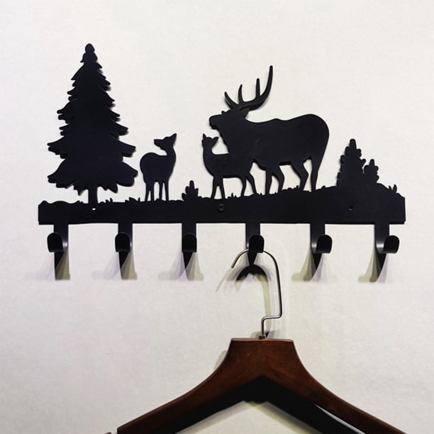 Gancho para colgar, soporte para riel, puerta de almacenamiento, silueta colgante, perchero decorativo montado para baño, oficina, , bolsos, Árbol de ciervo Fernando Soporte de pared para perchero
