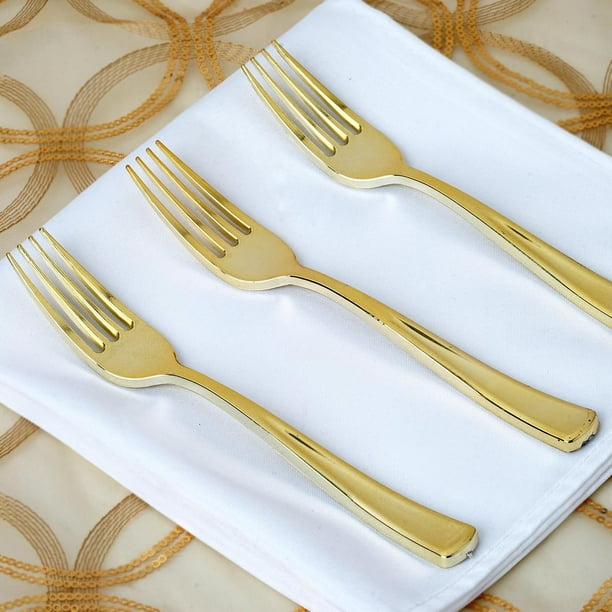BalsaCircle 25 pcs Gold Plastic Forks Wedding Reception Party Buffet