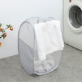 thumbnail image 3 of Pop-up Laundry Basket with Side Pockets Foldable Laundry Basket with Side Pockets Capacity Dirty Clothes Storage Basket Breathable Mesh for Sorting, 3 of 8