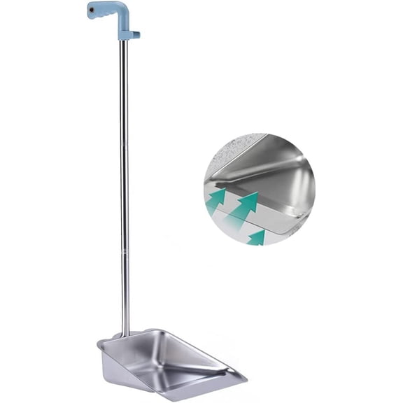 Dust Pans with Long Handle - Metal Upright Dustpan Heavy Duty, 35" Long Handled Stand Up Dustpans for Lobby, Garage, Home and Yard (Dustpan only)