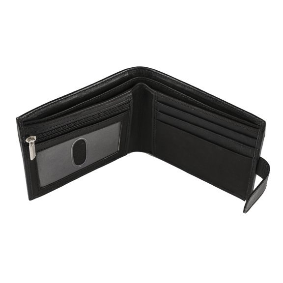 Sakkas Bifold Press Stud Mens Leather Wallet With Gift Bag - Black